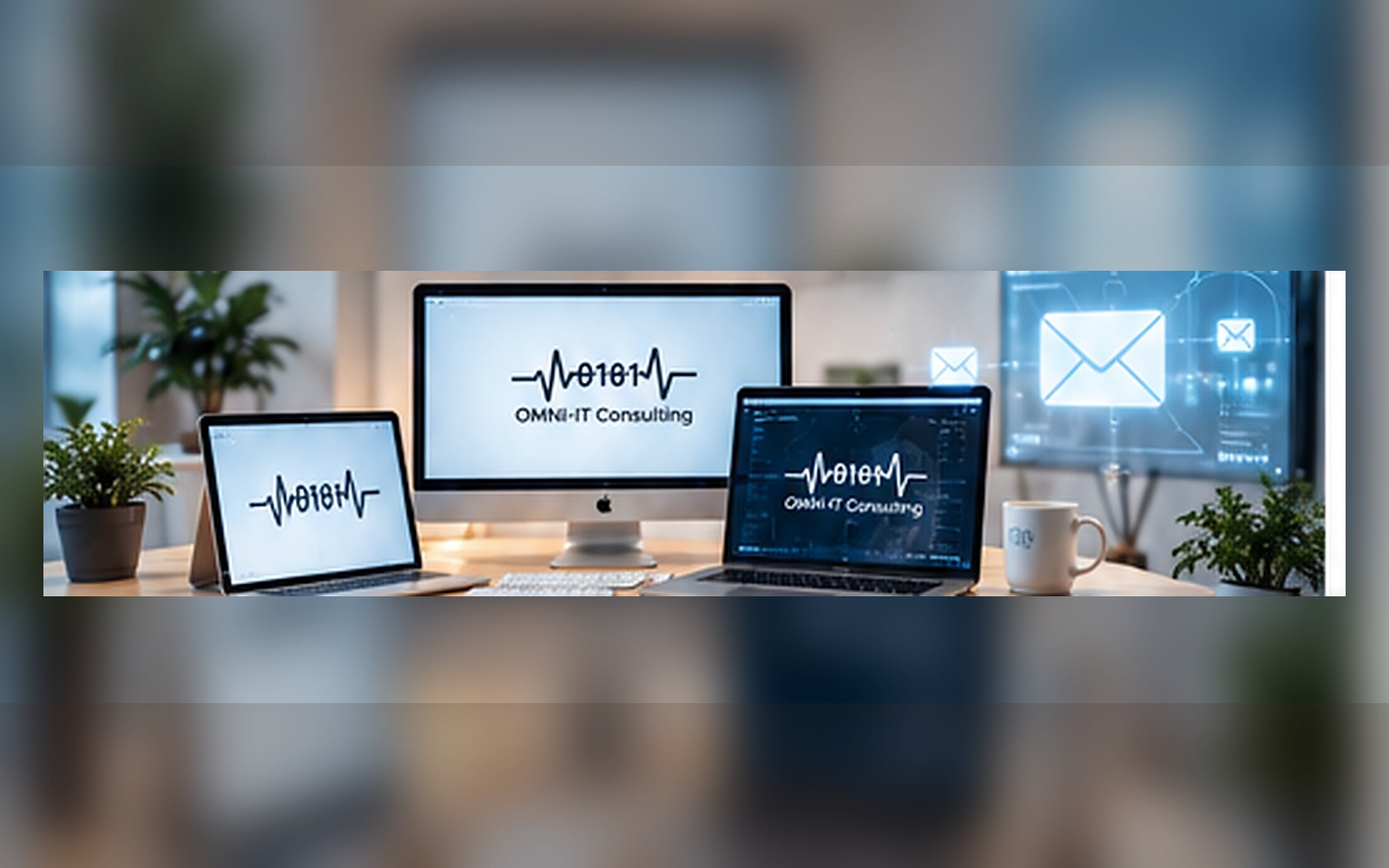 Omni-IT responsive website design and corporate email across desktop, laptop and mobile devices